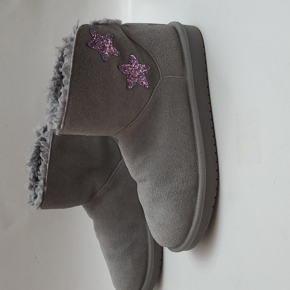 Koolaburra by Ugg Boots Girls Size 4 Gray suede Sparkly Stars - Picture 9 of 13